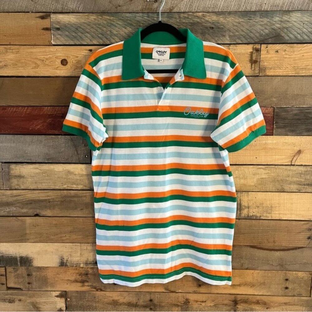 Oakley Country Club Stripe Polo Shirt Size Medium